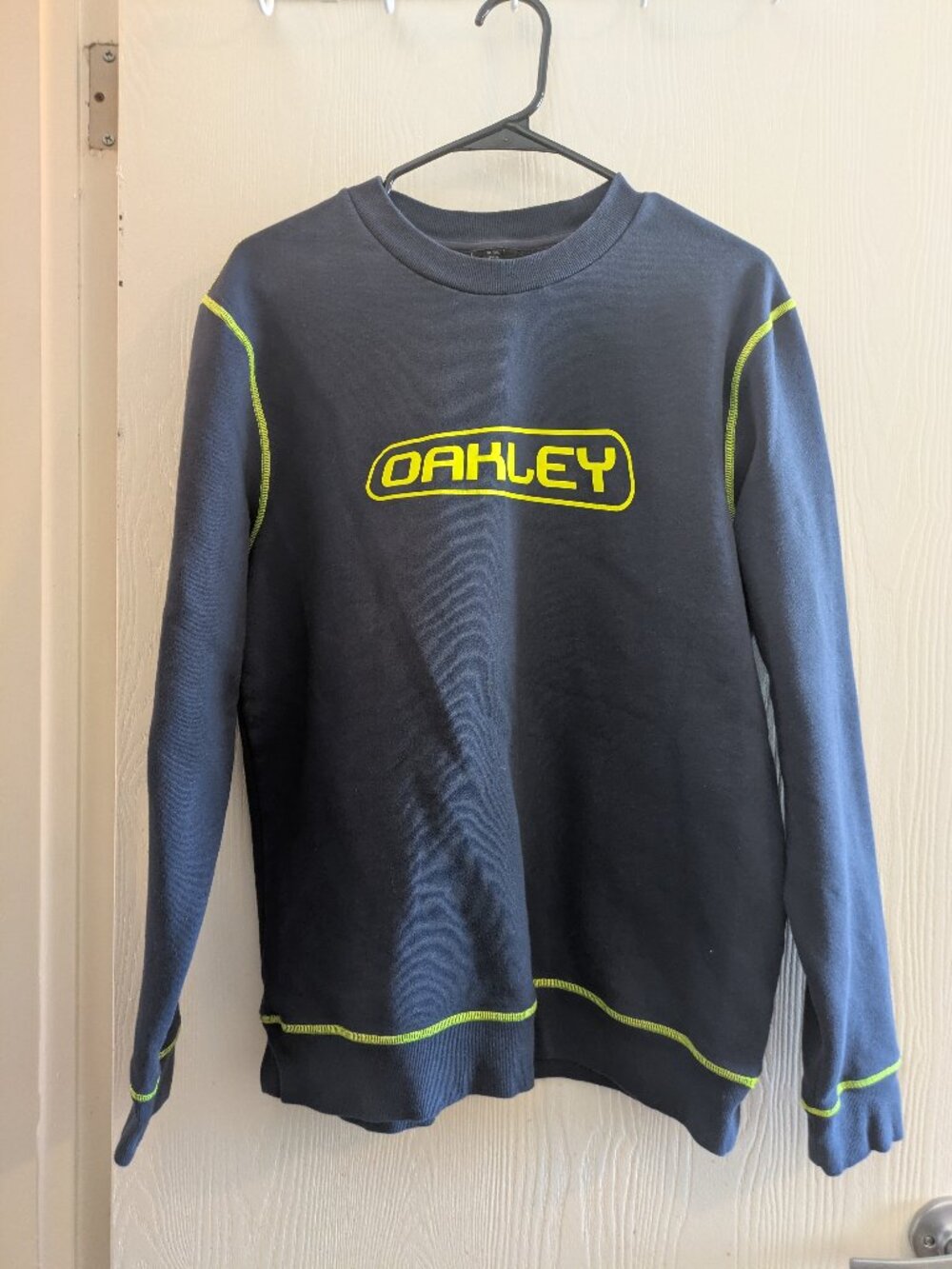 Oakley Crewneck Logo Sweatshirt Foggy Blue Contrast Green Men's Size Large